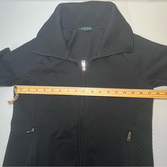 Lauren Ralph Lauren Womens Size Med Black Knit Zippered Quilted Cardigan Jacket - Picture 13 of 15